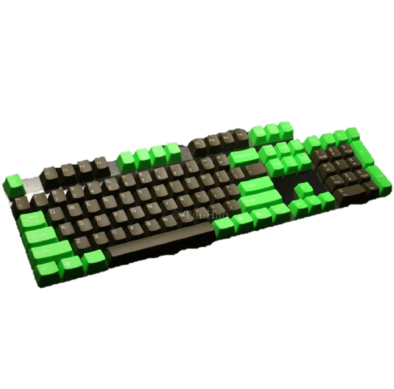 Tai-Hao 104 Keys-Double Shot Keycap + 1 Keys Puller - Lime Green And Dark Green - أكسسوار لوحة مفاتيح